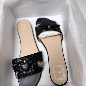 Dior Black Quilted Cannage Leather Slide Sandals